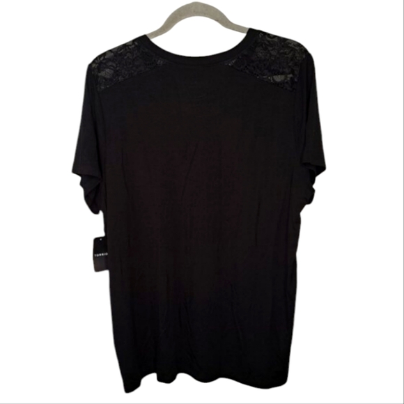 NEW Torrid Super Soft Black Tee with Lace Shoulders Plus Size 2 - Picture 2 of 7